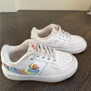 Nike Kids White Sneakers with Colorful Accents